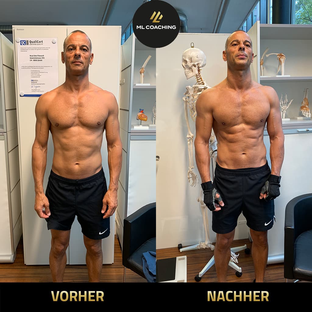Vorher-Nachher Transformation: Andre (Geschäftsführer), 12 kg Fettmasse verloren in 4 Monate mit Marco Laterza Personal Training